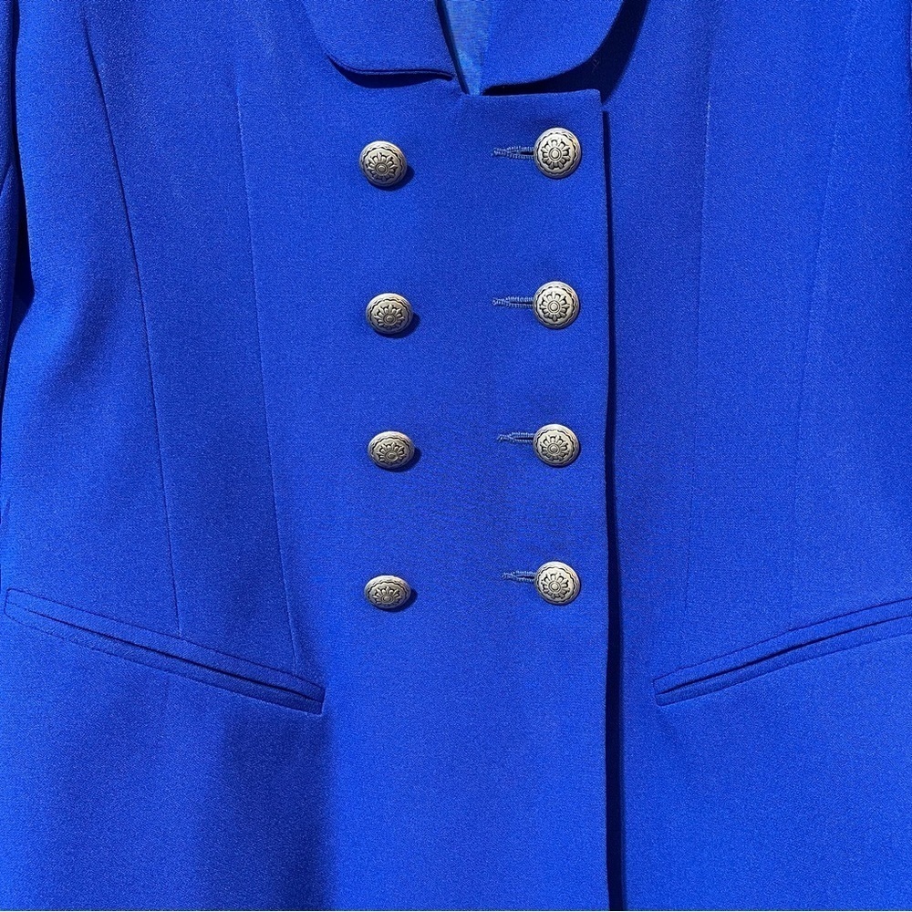 SUITSME Vintage Longline Blazer Jacket, Size 6 Royal Blue Preppy Academia Y2K - Picture 2 of 11